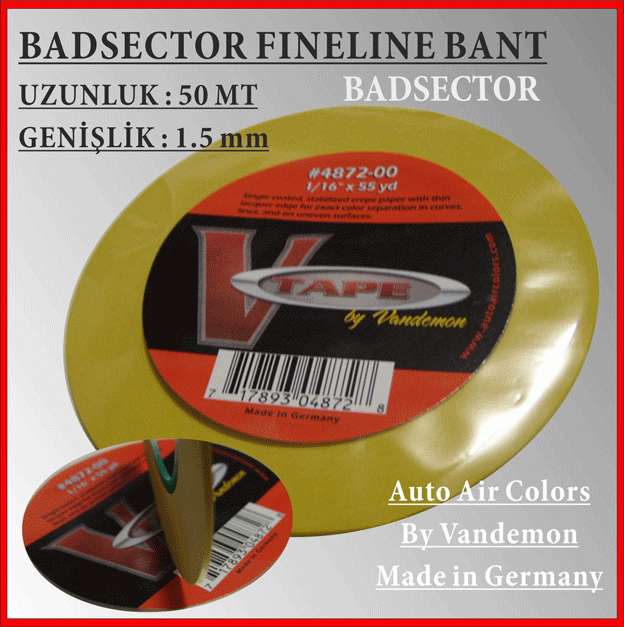 4872-00 İnce Desen Bantı Auto Air ÖZEL ALMAN FINELINE DESEN BANTI 1.5mm 50MT