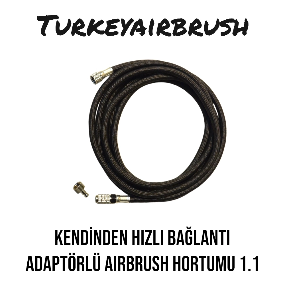 3 MT BEZ KAPLI AIRBRUSH HAVA HORTUMU 1/8’’ DİŞİ - HIZLI BAĞLANTI + 1 ERKEK UÇ