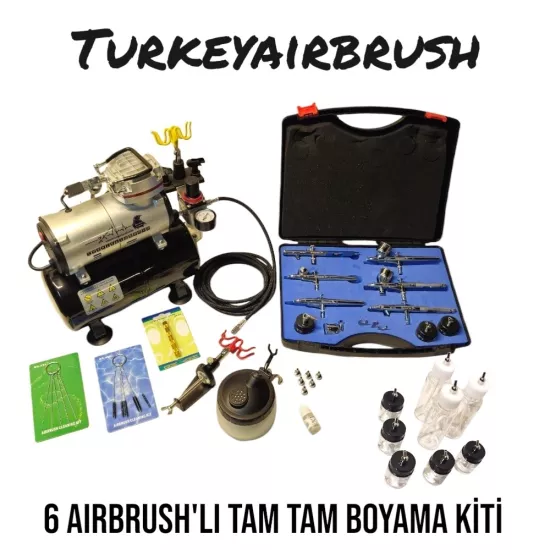 Turkey Airbrush - 6 Airbrush ve Kompresörlü Full Kit 02 