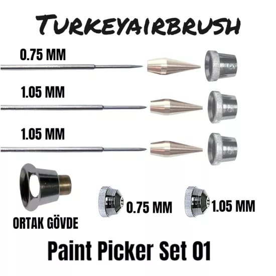 PPS-01 PAASCHE VL SERİSİ İÇİN BOYA TOPLAMAZ UÇ TAKIMI 0.75MM + 1.05MM